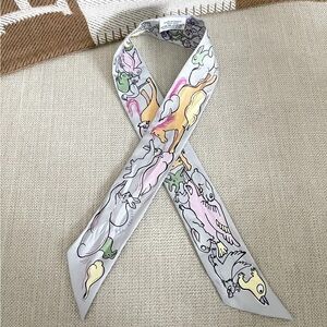 Hermes Mille et Un Lapins Twilly Light Blue Retail for $240